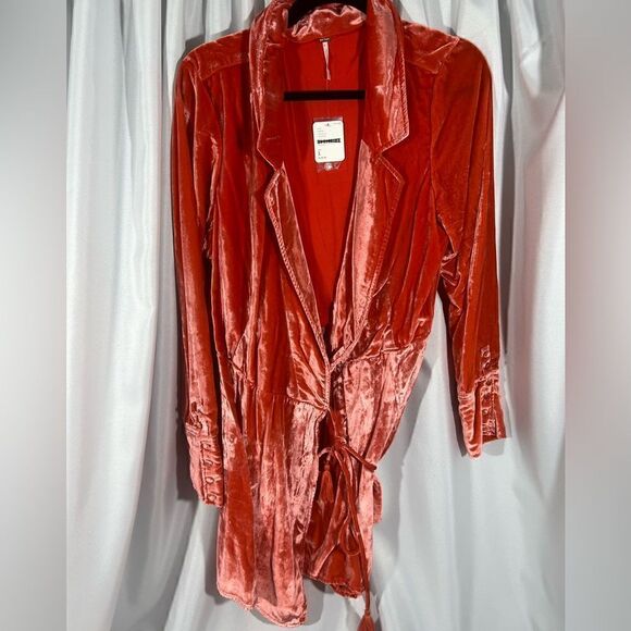 FREE PEOPLE VIOLA VELVET ROMPER RED NEW NWT LARGE - Picture 6 of 8